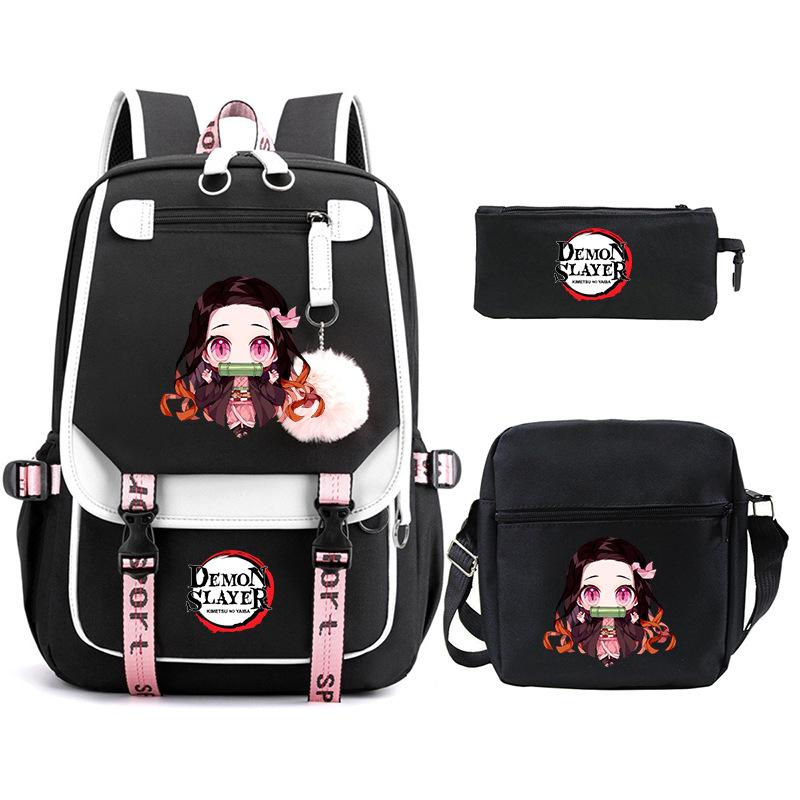 Riman peripheral printing fashion backpack cross-border campus primary and secondary school students schoolbag shoulder bag pencil bag three-piece set