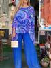 2024 Colorful Chiffon Casual Print Round Neck Two-Piece Summer Set