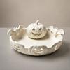 Candy Storage Dish Halloween Pumpkin Tray, Bat Relief Holder, 3D Printed Retro Face Bowl Desktop Bowl, Spooky Tabletop Ornament for Party Decor Window