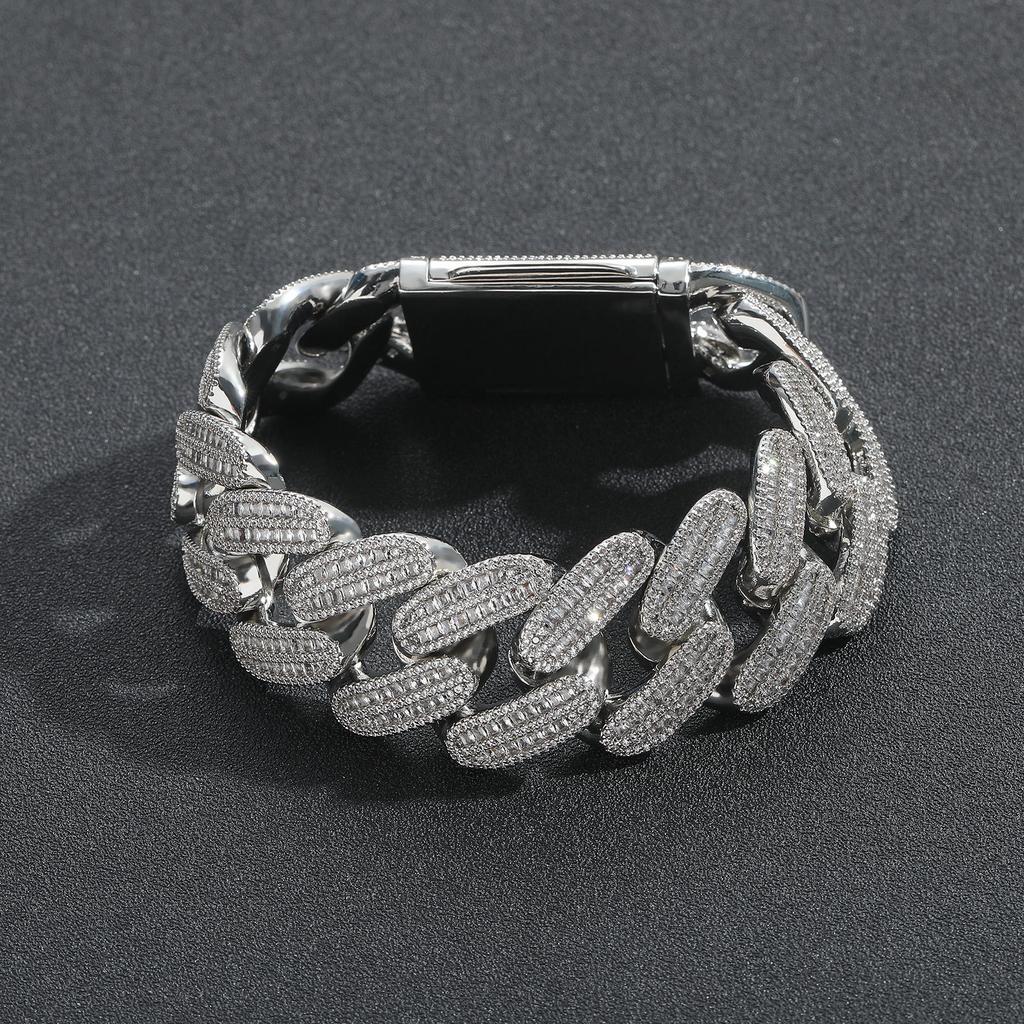 26mm Heavy Duty T Cubic Zirconia Cuban Chain Trendy Hip Hop Punk Clavicle Chain Fashion Men's Bracelet Jewelry