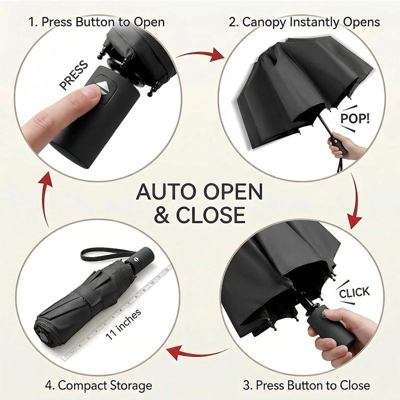 Spirited Away Windproof Auto 8 Rib Folding Umbrella Portable Outdoor Parasol