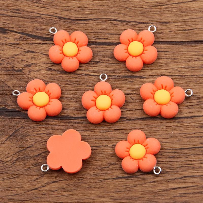 5/10pcs Colorful Acrylic Cute Flower Shape Loose Charm Pendants 21*24mm for Necklace DIY Craft Jewelry Making Accessories
