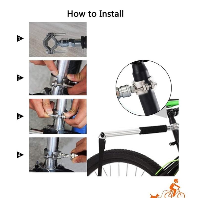 Seat Post Mounted Dog Exerciser Attachment for Bike Use with Metal Arm, Line Section and Joined Tether for Outdoor Exercise