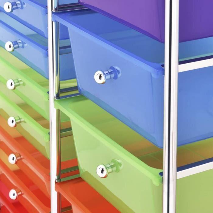 VidaXL Chariot rangement mobile à 15 tiroirs XXL Multicolore Plastique