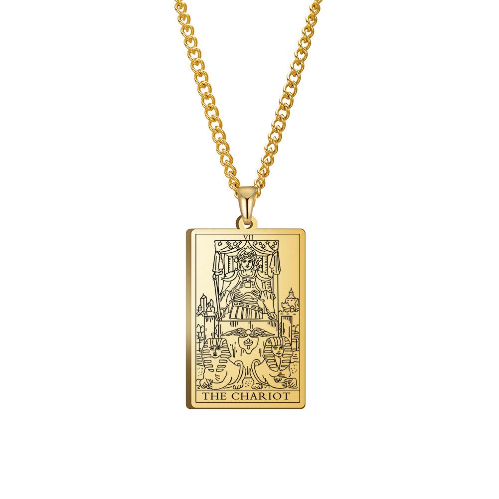 Collana Pendente Tarot da Uomo Hip Hop Acciaio di Titanio Catena Accessorio di Tendenza