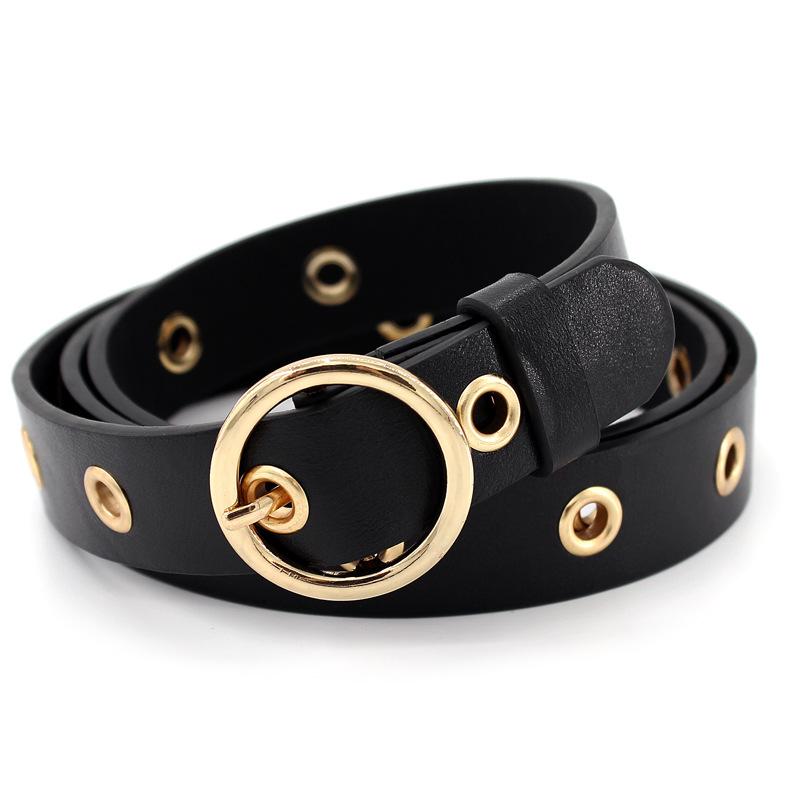 Women'S Decorative Hollow Round Buckle Belt Women'S Skirt Steam Eye Hole Jeans Belt