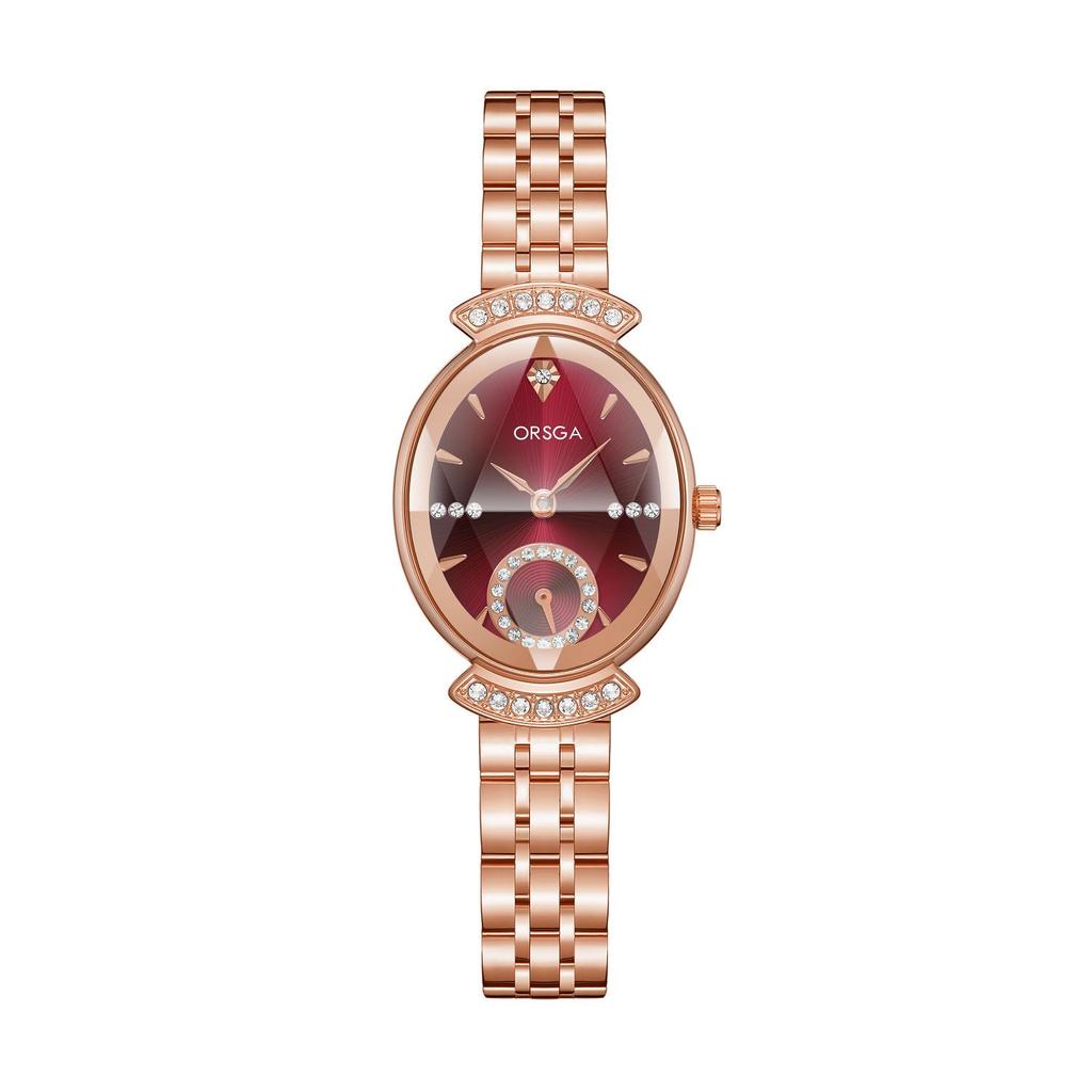 ORSGA Women's Oval Diamond-set Fashion Watch with Prismatic Mirror and Quartz Movement