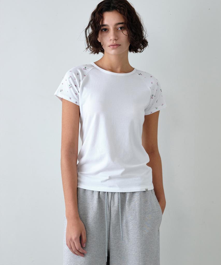 Simeteuligpeosenteu Raglan Floral T-Shirt / White