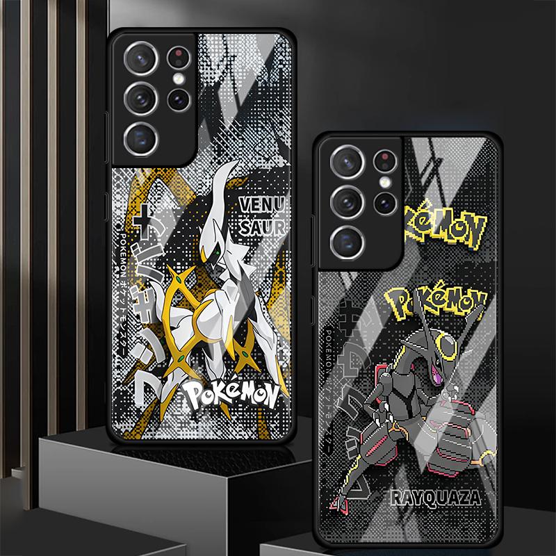 Glass Case for Samsung Galaxy S25 Ultra S20 FE S21 S23 Plus S25+ S22 S24+ S23+ S24 Luxury Phone Cover Hot Cartoon Pokemon