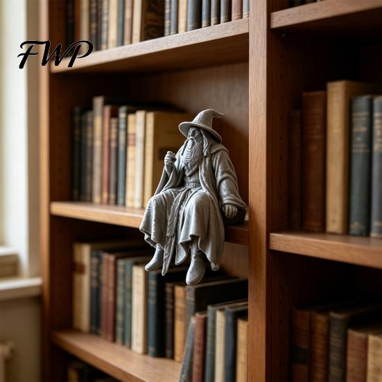 Adaptable Placement Wizard Statue 3D Printed Figurine, Small Shelf Sitter, Collectible Computer Desk Figure Desktop Ornament for Bookshelves,