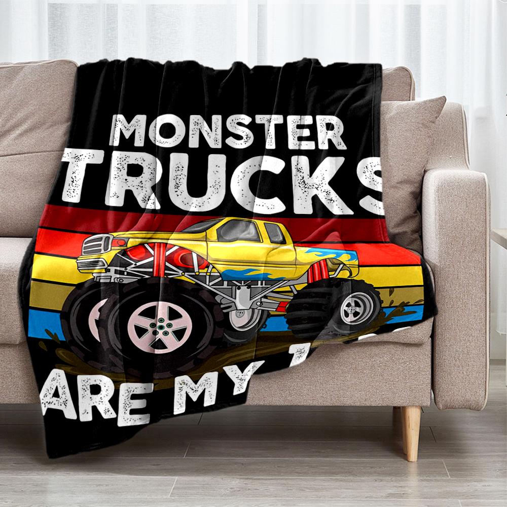 Truck Theme Printed Blanket - Perfect for Couch, Bed, Travel & Outdoor Use | Machine Washable, Cozy & Durable.