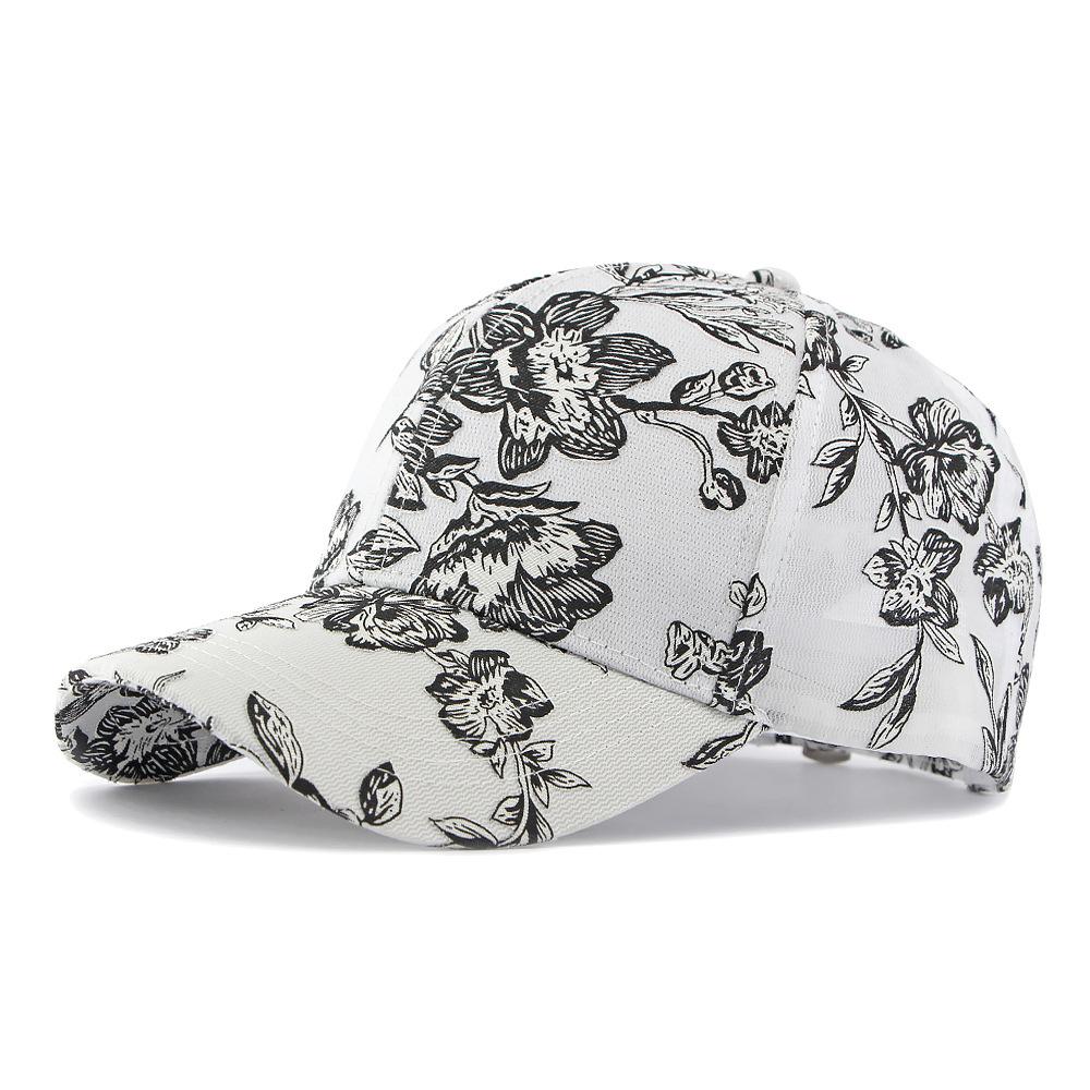 Baseballkappe mit Blumenmuster Atmungsaktiver Sonnenhut für Damen Herren Verstellbarer Visier für Outdoor-Sport