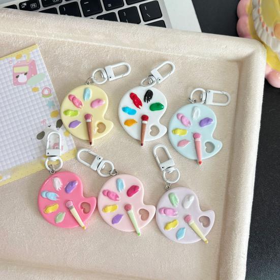 Keychain Pendant Artist Palette Brush Design Keychain Pendant with Metal Lobster Buckles Bags Keys Backpacks Keyring