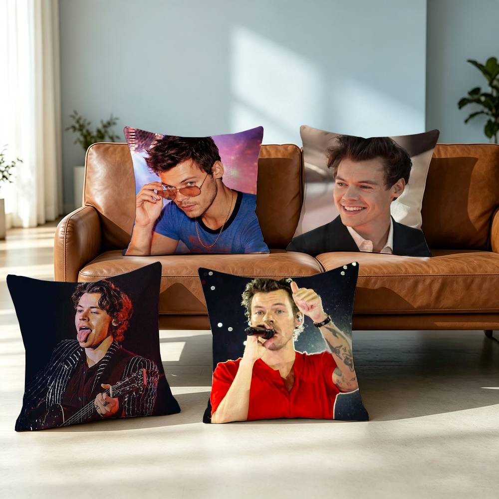Harry Styles Folk Pop Pillow Case Square Double-Sided Sofa Cushion Cover Bedroom Bedside Pillow Gift