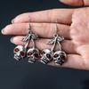 1 Pair Gothic Punk Style Cherry Skull Dangle Earrings, Skeleton Ghost Earrings Suitable for Women To Wear on Halloween