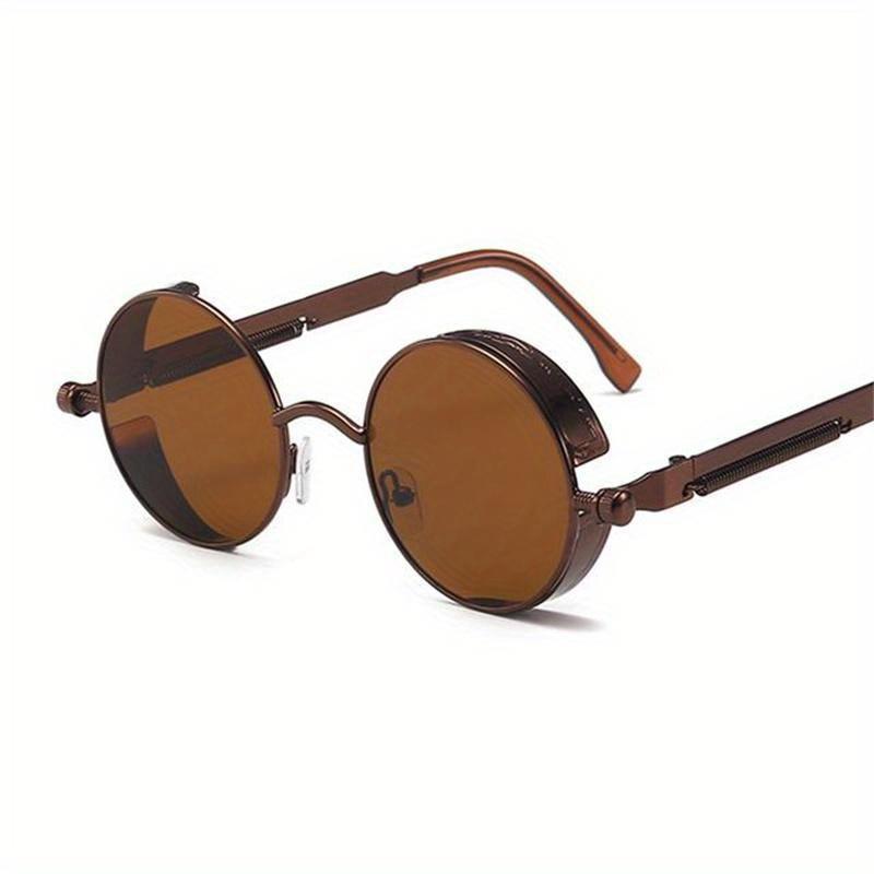 Vintage Steampunk punk lunettes de soleil rondes hommes femmes metal frame uv400