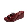 Transparent Word with Wedge Heel Sandals for Women's Summer Wear New Year's New Thick-soled Height-increasing and Thin Versatile Temperament Sandals