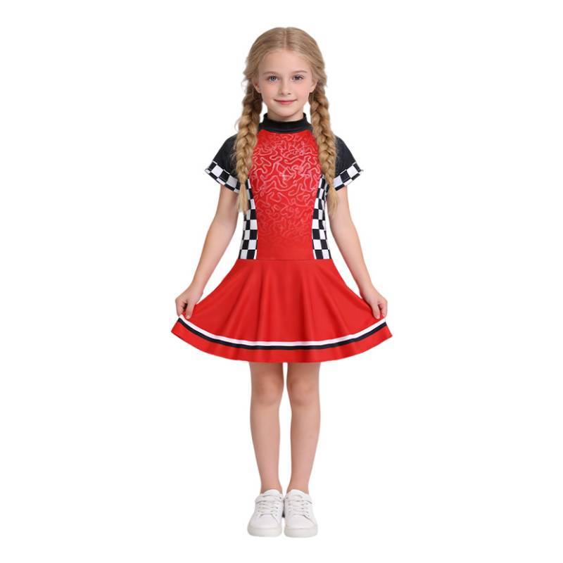 Disfraz de Vestido para Niña con Temática de Carreras Hecho de Tejido de Poliéster para Fiesta de Halloween