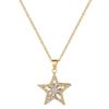 Necklace Earrings Set Light Luxury Full Of Diamonds Flower Five-Pointed Star Personality Temperament Banquet Earrings Necklace