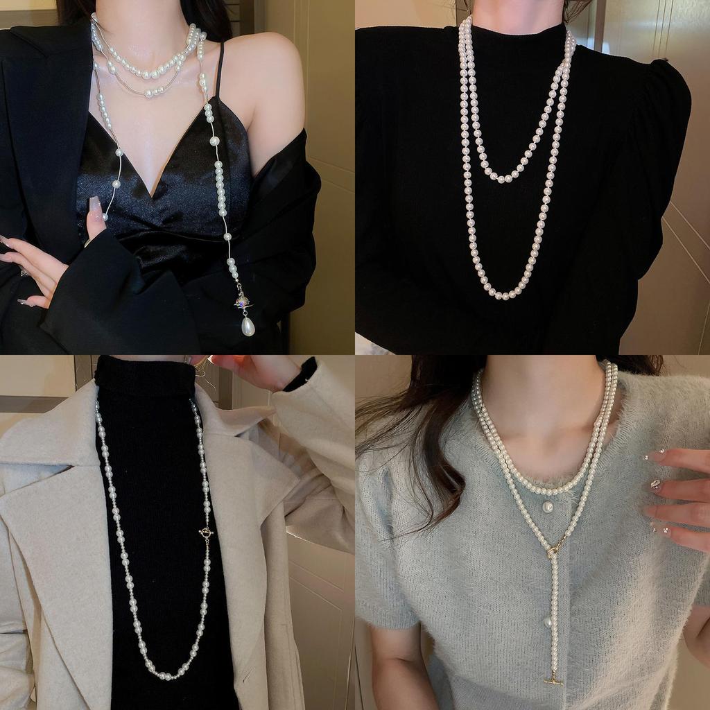 Elegant Geometric Pearl Necklace For Women With Electroplated Finish Summer Accessory