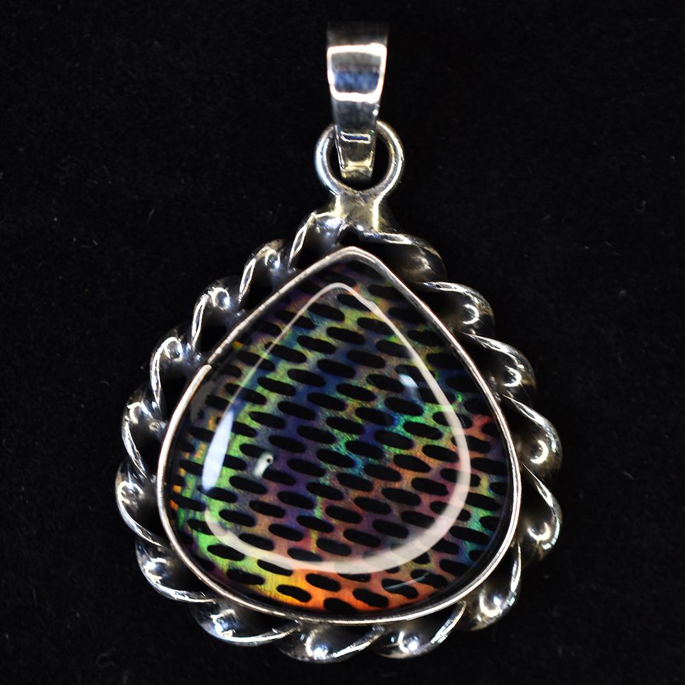 Natural Opal Pendant 31 ct Pear Cut 925 Sterling Silver Gems for Her October Birthday Birthstone