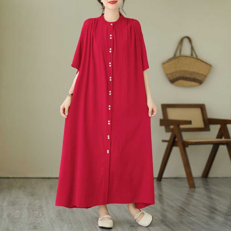 

Однобортное свободное длинное платье для женщин one size бордовый