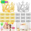 30/1PCS Mini Cake Crown Decor Gold Silver Pearl Crown Pet Tiara Children Hair Ornaments DIY Wedding Birthday Party Decorations