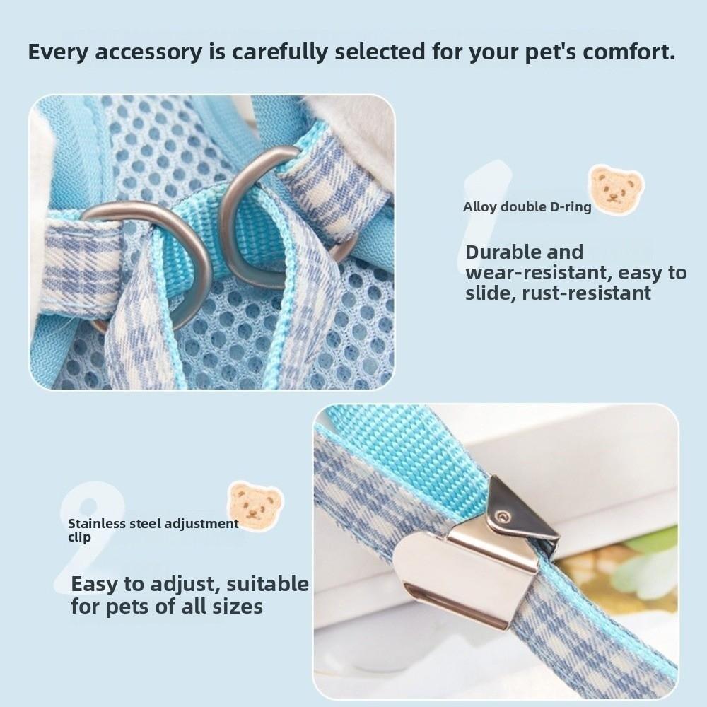 Breathable Cat Dog Harness Set Adjustable Cat Leash Cute Dog Traction Rope Walking