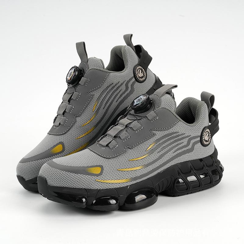 Summer Men's Breathable Safety Shoes: Anti-Smash, Anti-Puncture, Anti-Slip, Wear-Resistant, Fashionable with Rotating Button.