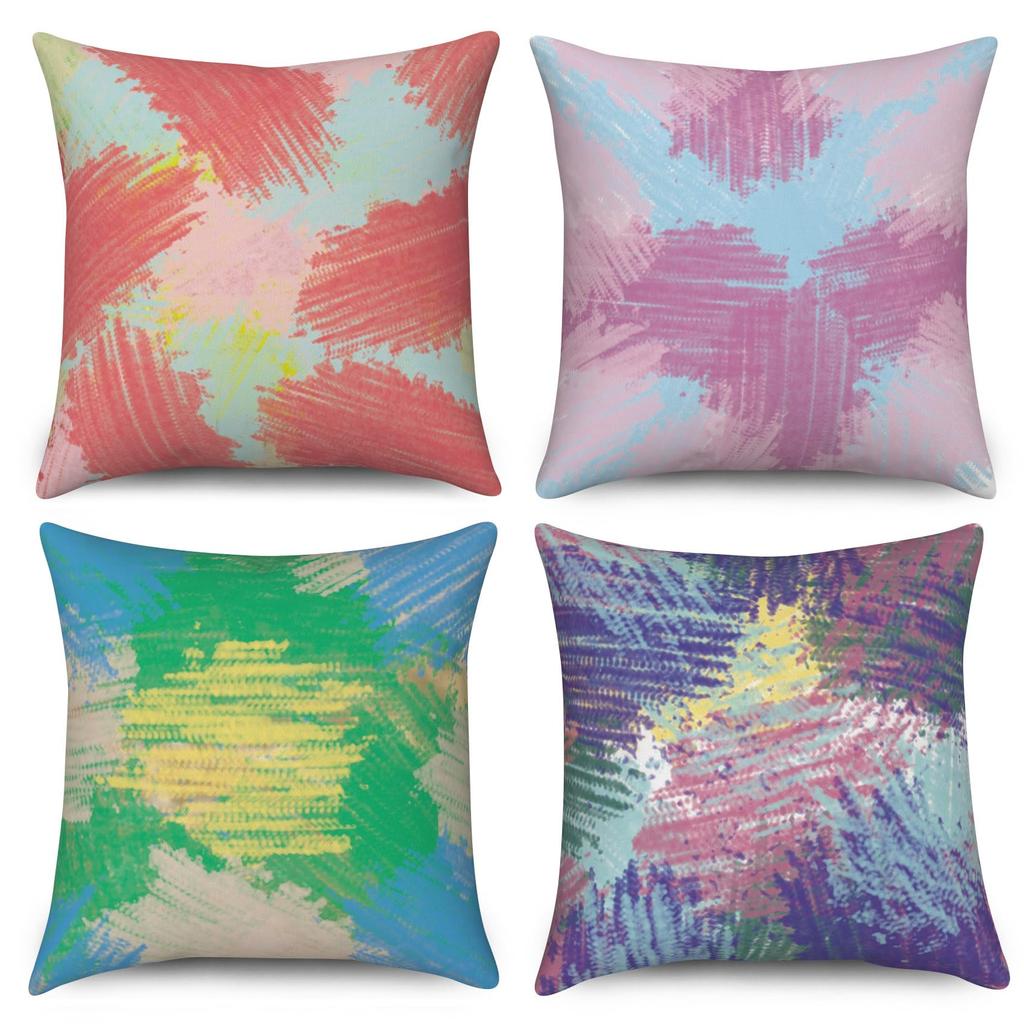4Pcs Home Decor Cushion Covers, Black Cat & Floral Scenery Pillow Cases For Living Room Sofa Bedroom Car Decoration