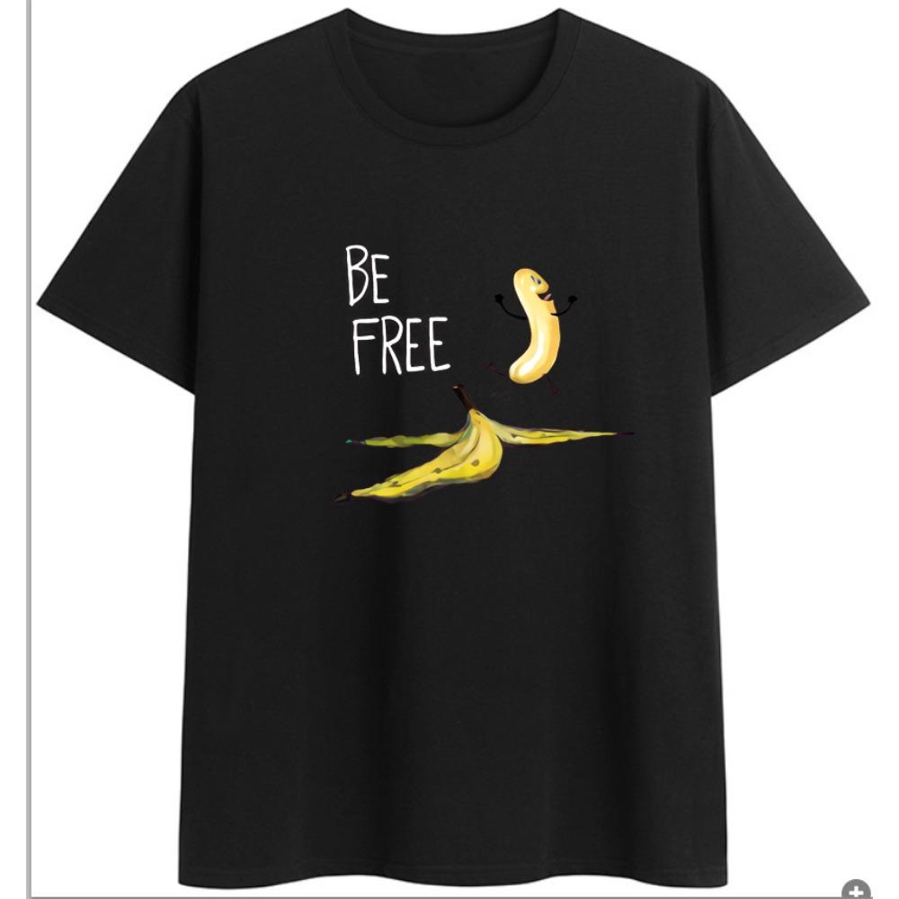 COTTON 100% Hot European and American Funny Banana Undress Short-sleeved Women's