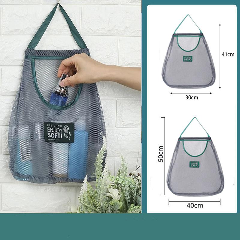 2pc Ventilated Mesh Storage Bags for Garlic, Potatoes, Onions - Durable Plastic Hanging Organizer for Kitchen & Pantry&bathroom, Non-Food Contact Safe