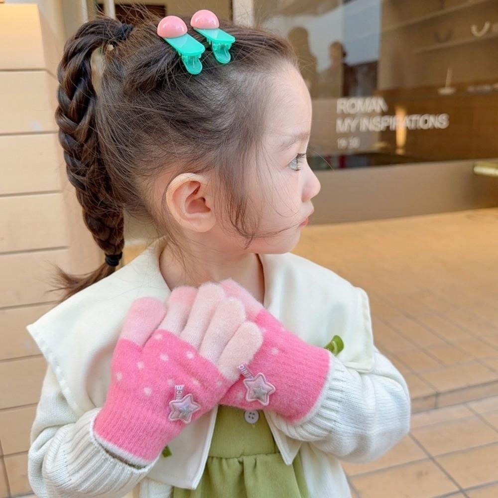 Plüsch Kinder Strickhandschuhe Verdickte Winddichte Handschuhe Mode Kinder Vollfingerhandschuhe