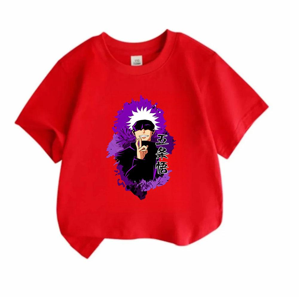 Kids Boys Girls Crew Neck Short Sleeve 100% Cotton T-Shirt, Cool Anime Character Printed Casual Summer Tee for School Daily Wear, Purple Art Pattern S