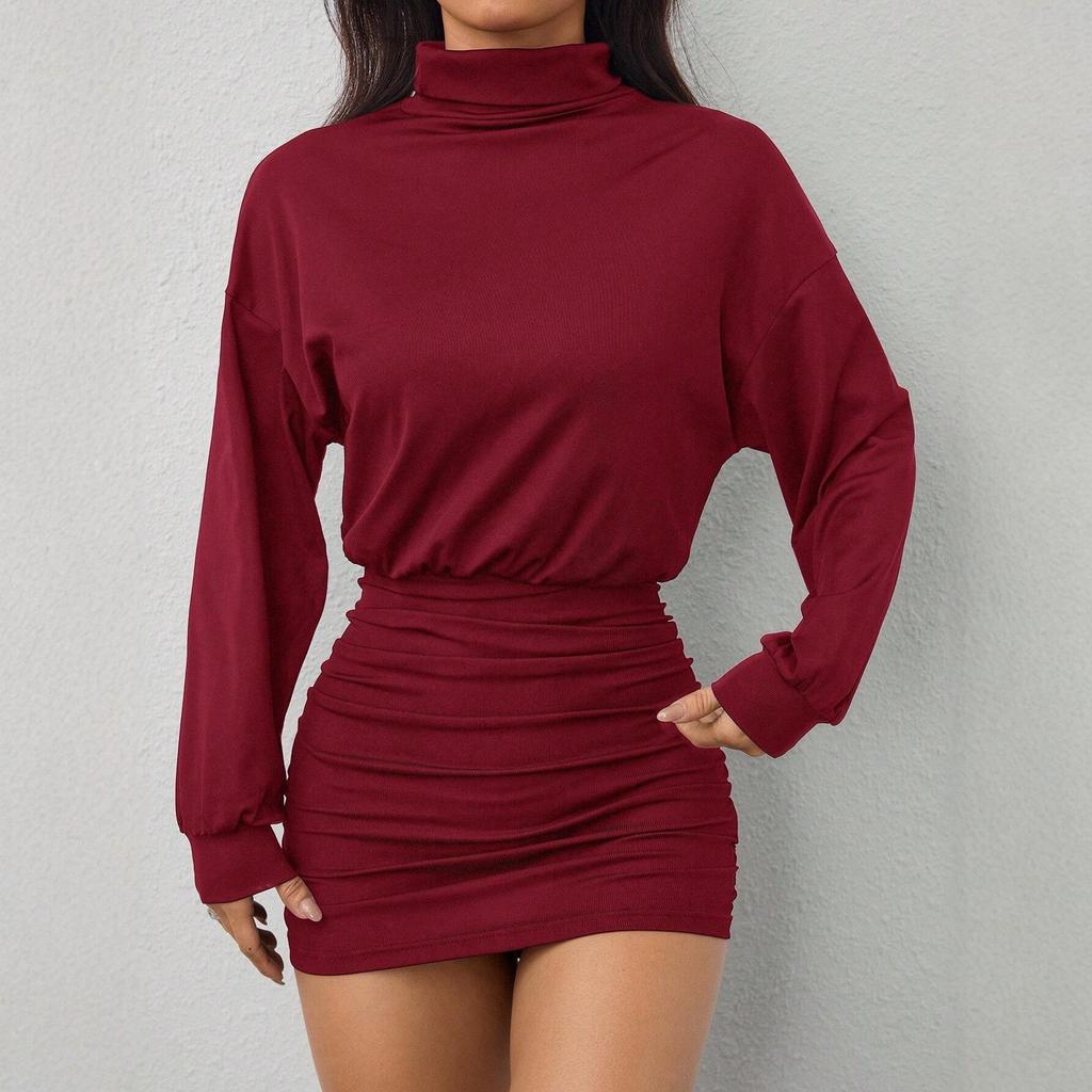 2025 European & American Slim Fit High Neck Sexy Hip-Hugging Autumn/Winter Women's Dress