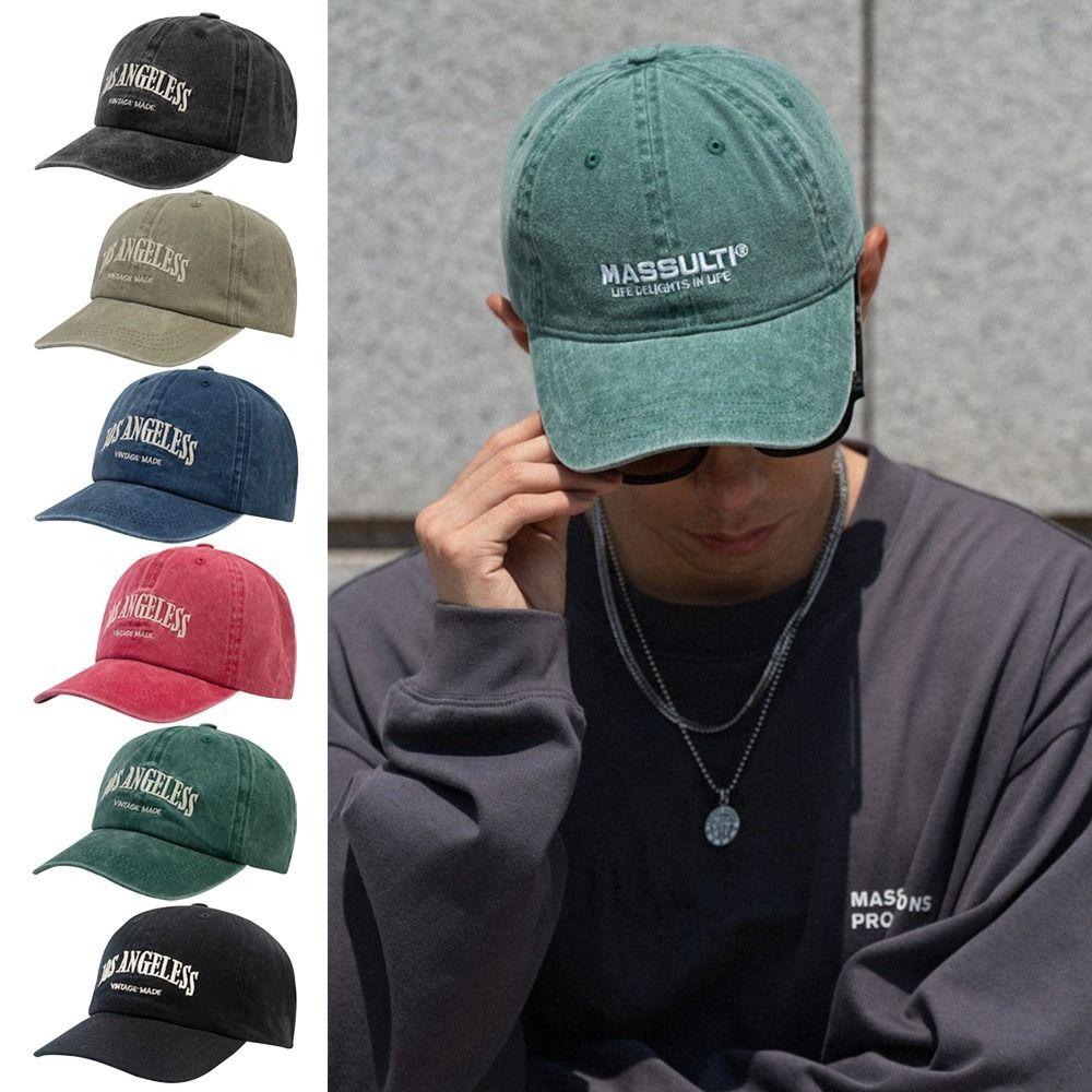 Retro Soft Top Caps Letter Embroidery Hip Hop Hat Sun Protection Sun Hats  Spring Summer
