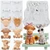 Moldes de Silicone de Vaca Yak Gado das Terras Altas Escocesas Molde de Fondant Ferramentas de Decoração de Bolo Topper para Cupcake Artesanato de Doces de Chocolate Pasta de Goma Argila Polimérica