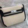 Niche Design New  Bag Canvas with Cowhide Crossbody Bag Underarm Messenger Bag Casual Lock Leather Women's Bag
