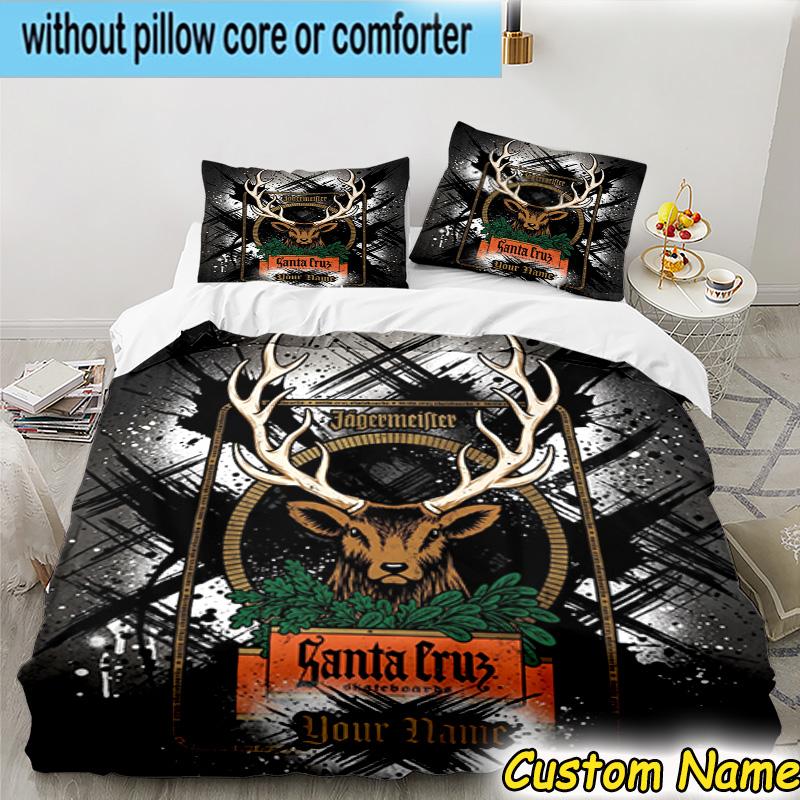 3pcs Custom Name Jager-meister Spirit Drink Bedding Set Includes 1 Duvet Cover & 2 Pillowcases for All Seasons Dormitory Home Decor Christmas gifts
