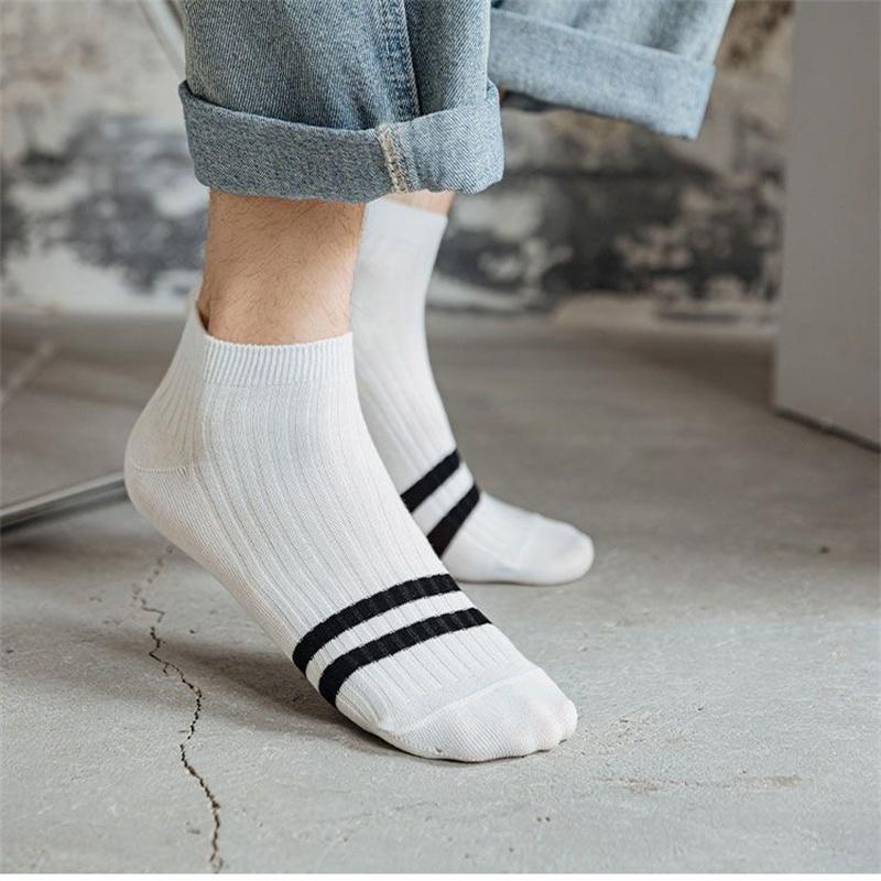 5 Paar Sommer Baumwolle Herren & Damen Kurze Socken Mode Atmungsaktive Bootssocken Bequeme Freizeitsocken Weiß und Schwarz