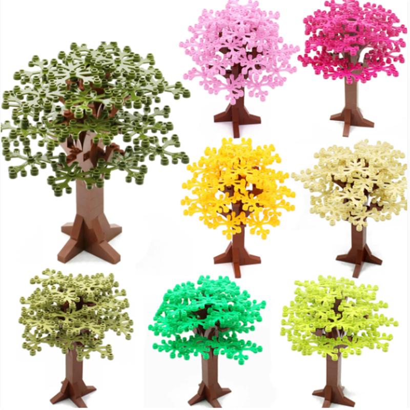 Bausteine Baum Blume Sets Stadt Pflanze Garten Bonsai Wald Natürliche Stadt Straßenansicht Park Dschungel MOC Modell Spielzeug Für Kinder