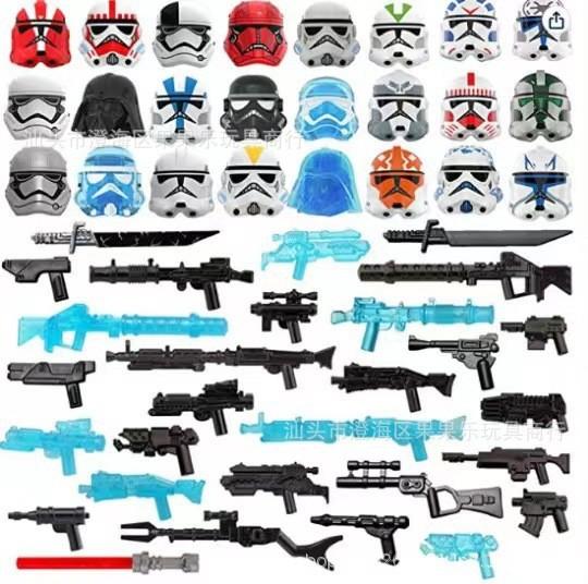 Mattoncini da Costruzione Serie Star Wars Testa Armi Accessori, Giocattoli Educativi da Assemblaggio per Bambini
