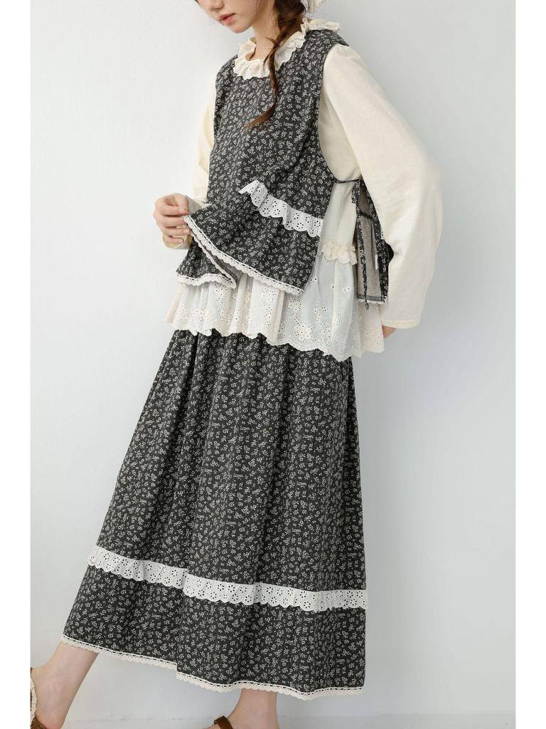2026 Spring Mori Girl Floral Cotton Linen Jacket & Skirt Set - Casual Women's Suit