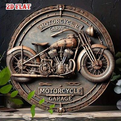 Vintage Industrial Round Metal Sign Wall Art 7.87 Inch Aluminum Plaque for Garage Bar Cafe Home Decor