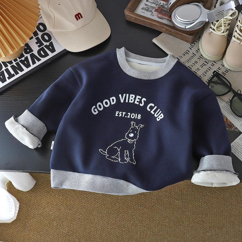 Winter Baby Cartoon Velvet Hoodie: Cozy, Trendy, Warm.