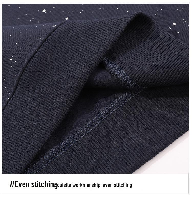 Heavyweight 320g Star Sequin Hoodie - Unisex, High-End, Rebellious, Round Neck for Autumn/Winter