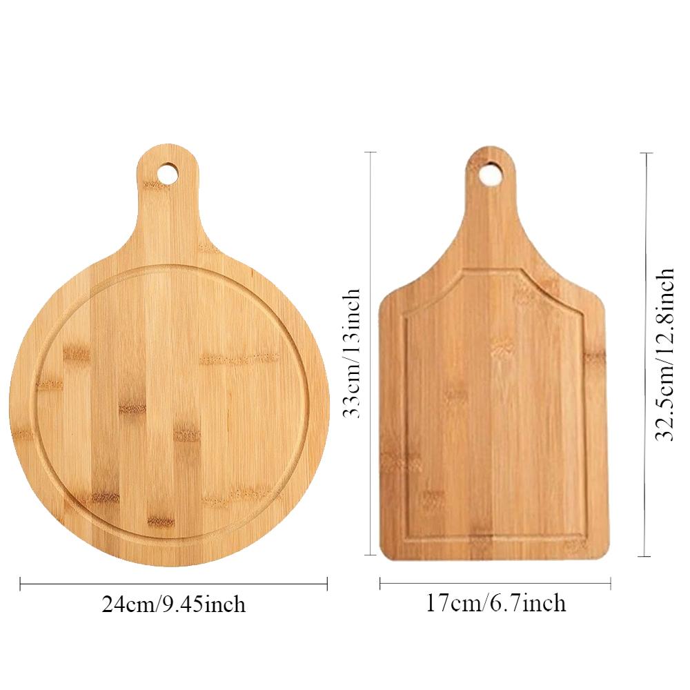 Bamboo Cutting Board with Handle Pizza Board Round Rectangular Wooden Tray Pizza for Baking Bread Vegetables Cheese Kitchen Tool