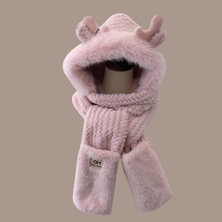 

Winter Deer Earmuff Hat With Solid Color For Girls And Women рожевий
