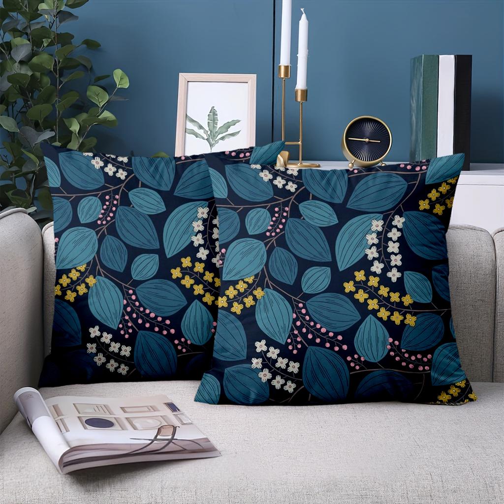 1 Stück Böhmische Blume Blattdruck Quadratische Kissenbezüge Muster Kissenbezug Geeignet für Sofa Schlafzimmer Auto Kissenbezug