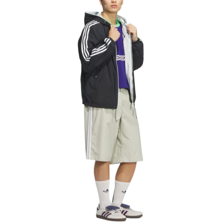 adidas Originals X Yeseyesee Kollaboration Gestreifte Kapuzenjacke Langarm Herrenjacke Schwarz Kristall JN5816